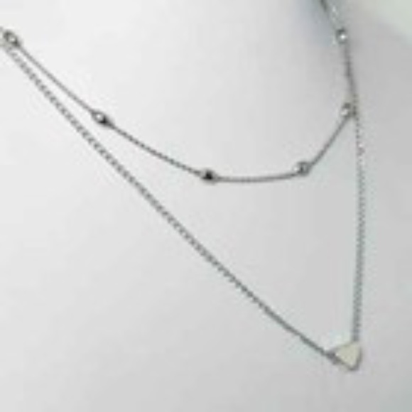 SILVER SET LAYERED HEART NECKLACE ADJUSTABLE LENGTH 2 NECKLACES - Picture 11 of 13